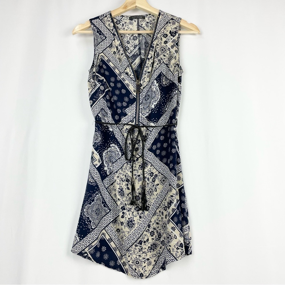 Boho Midi Dress with Floral/Geometric Pattern Size XS